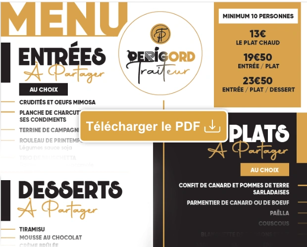 Menu traiteur Dordogne Périgord